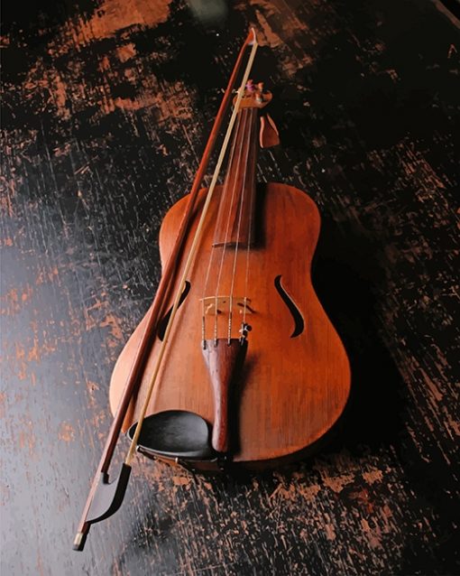 Brown Wooden Violin Paint by numbers