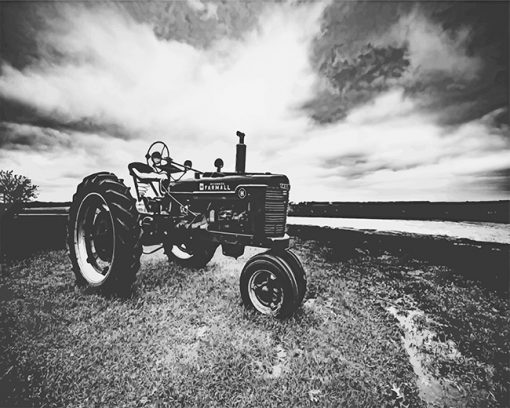 Black And White Tractor Paint by numbers
