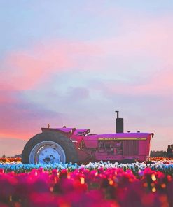 Pink Tractor Paint by numbers