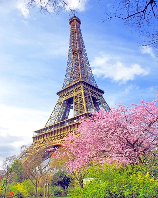 Eiffel Tower in spring adult paint by numbers