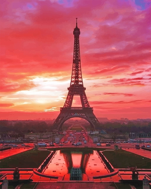 Eiffel Tower Sunset adult paint by numbers