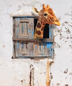 Giraffe Looking Through Window