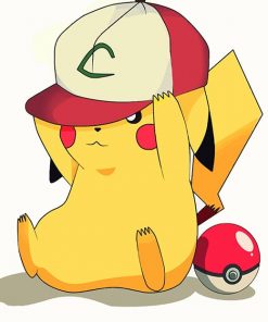 Pikachu wearing hat adult paint by numbers