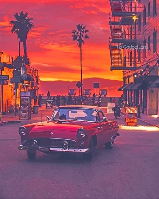 VW In California Streets Sunset - Paint By Number - Num Paint Kit