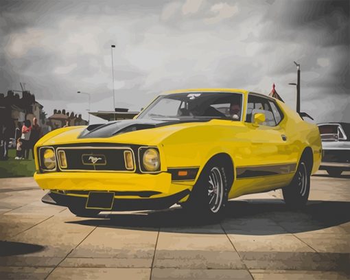 Yellow Mustang Adult Paint by number