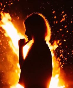 Girl Fire Silhouette paint by number