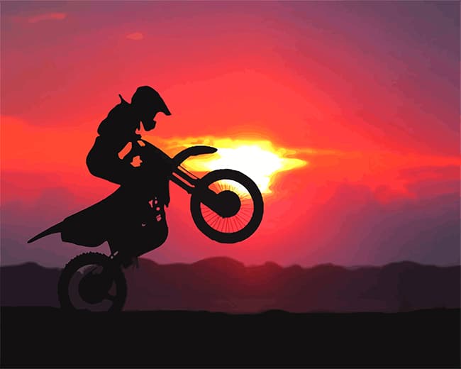 Sunrise Motorcycle Silhouette adult paint by number