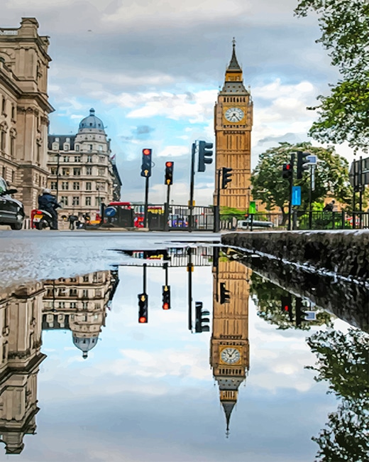 Big Ben Water Reflection London Paint By Numbers
