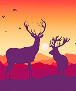Deer Sunset Silhouette Paint By numbers