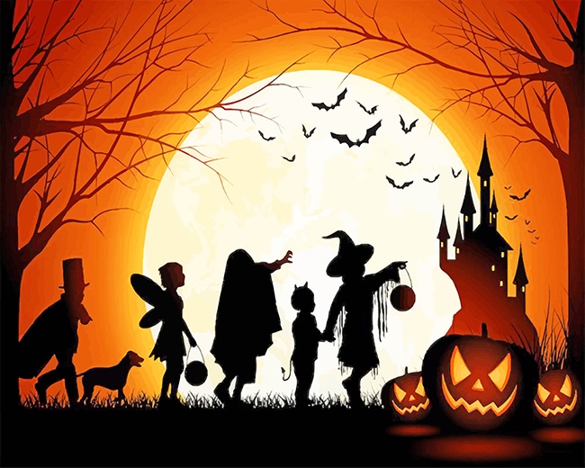 Halloween celebration silhouette adult paint by numbers