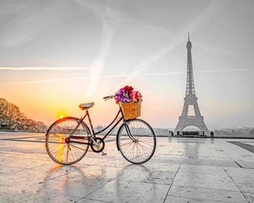 Bike Near Eiffel Tower paint by number