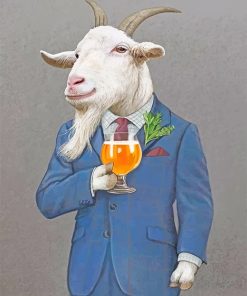 Classy Goat Drinking Juice paint by number