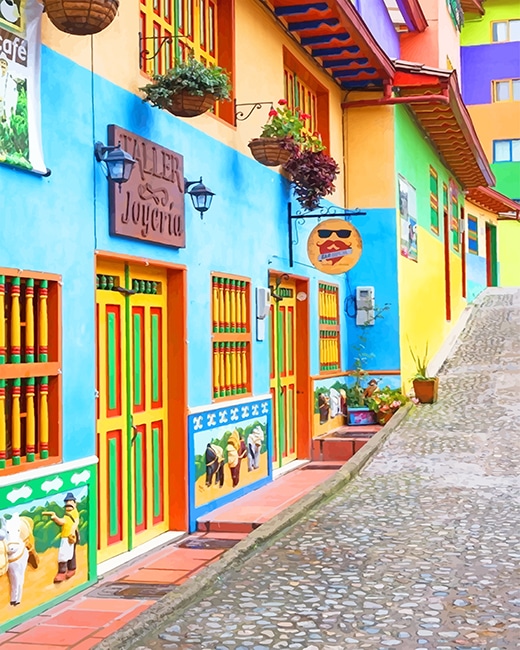 Colorful Guatapé colombia adult paint by numbers