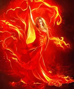 Girl Dancing in fire adult paint by numbers