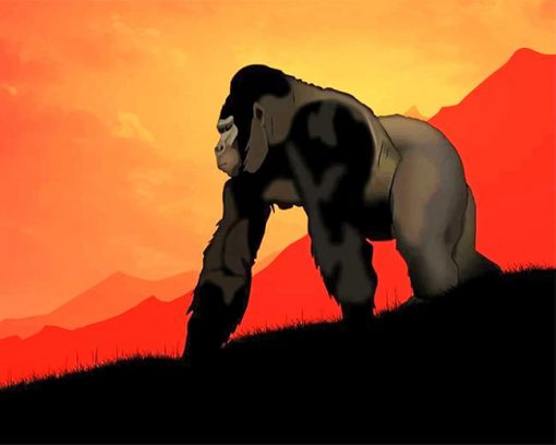 Gorilla Art Sunset paint by number