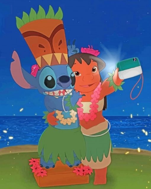 Lilo And Stitch Taking A Selfie Paint By Numbers