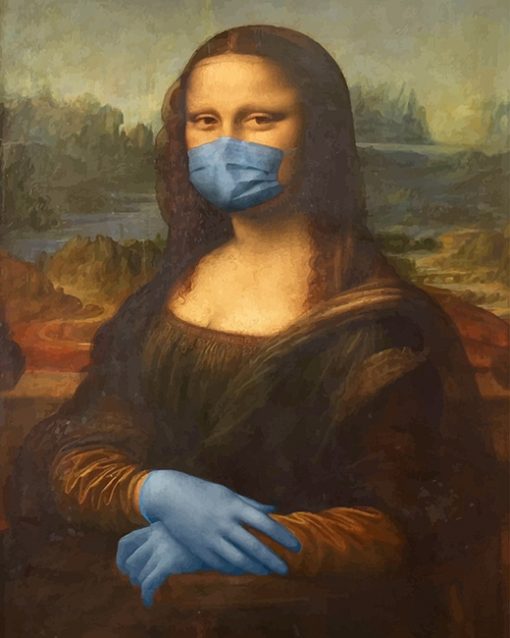 Mona liza wearing mask adult paint by numbers