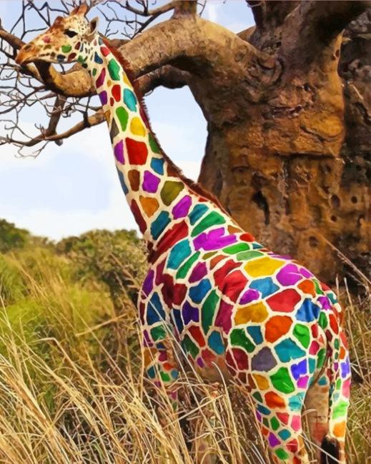 Rainbow Giraffe - Animals Paint By Number - NumPaint - Paint by numbers