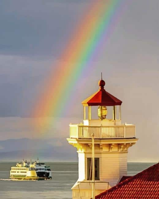 Rainbow Lighthouse paint By numbers