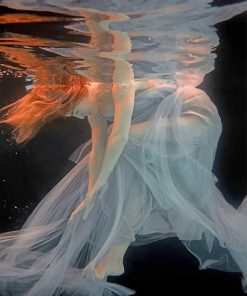 Redhead With A White Dress In The Water Paint By Numbers