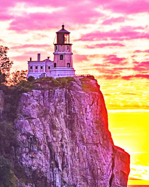 Sunrise At Split Rock Lighthouse adult paint by numbers