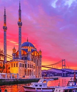 Turkey ortaköy mosque sunset adult paint by numbers