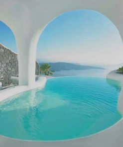 Beautiful Swimming Pool in Greece paint by numbers