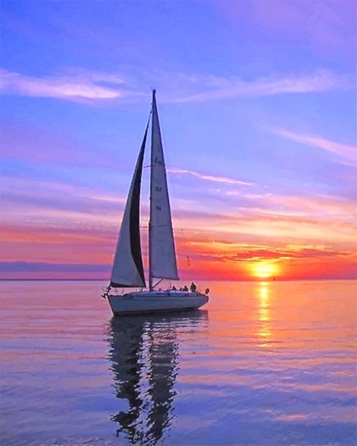 Boat Sunset paint by number