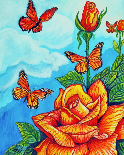 Butterflies And Roses Bob Crawford paint by number