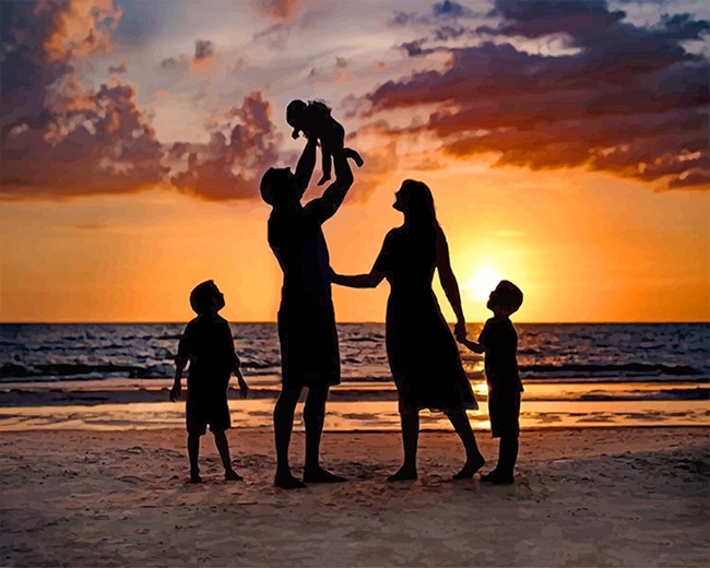 Happy Family Silhouette Paint By Numbers NumPaint