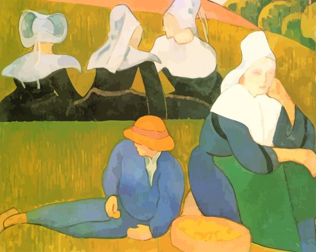 Emile Bernard Breton Peasants In A Meadow paint by number