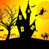 Halloween House Silhouette paint by number