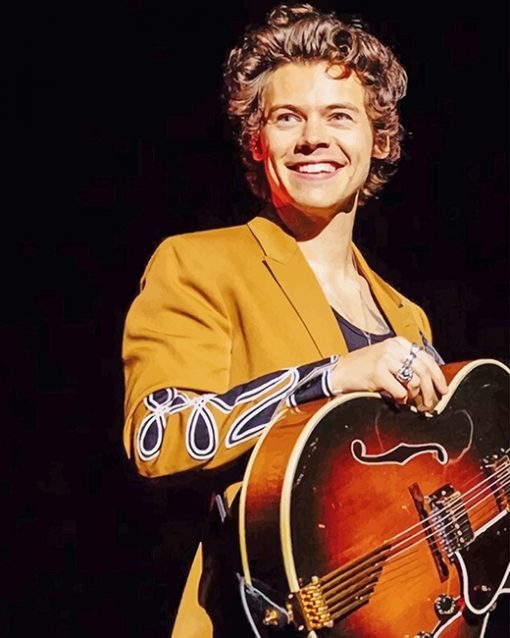 Harry Styles Wearing yellow paint By Numbers