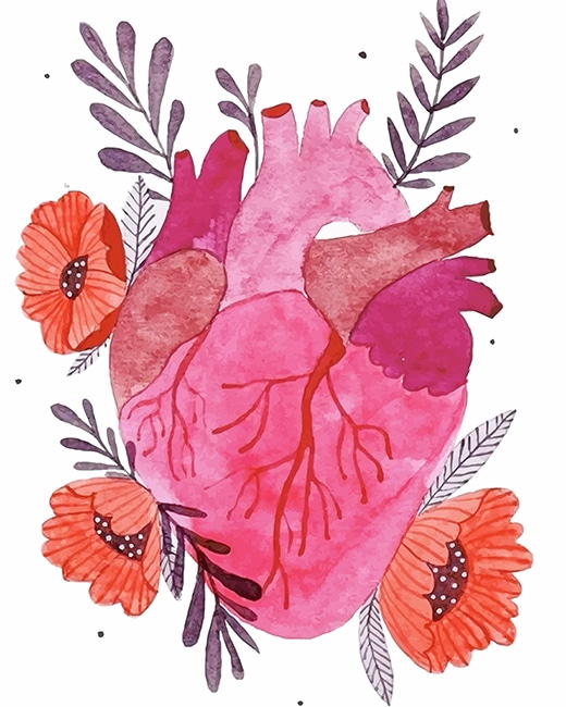 Heart with Flowers paint by numbers