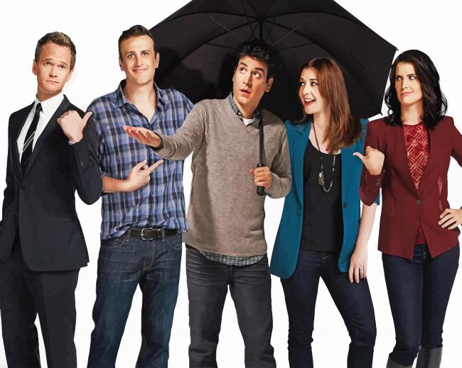 How I Met Your Mother Characters With Umbrella paint by number