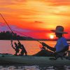 kayak fishing at sunset adult paint by numbers