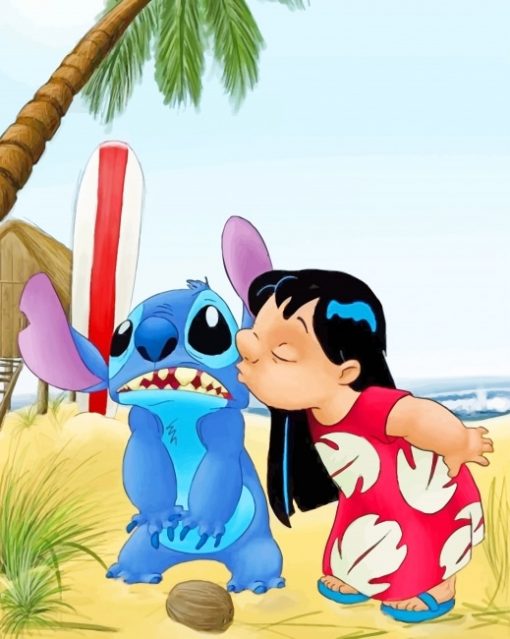 Lilo Kissing Stitch - NEW Paint By Numbers - Num Paint Kit