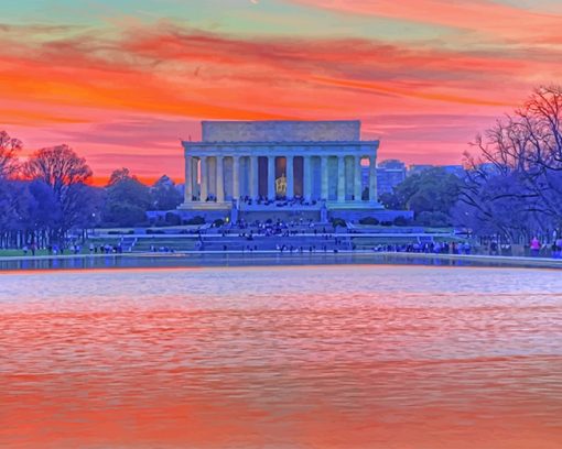 Lincoln Memorial Sunset Washington paint by numbers