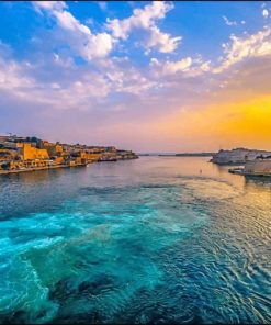 Malta Harbor Sunset paint by number
