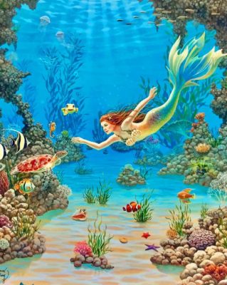 Mermaid Undersea - Paint By Numbers - Num Paint Kit