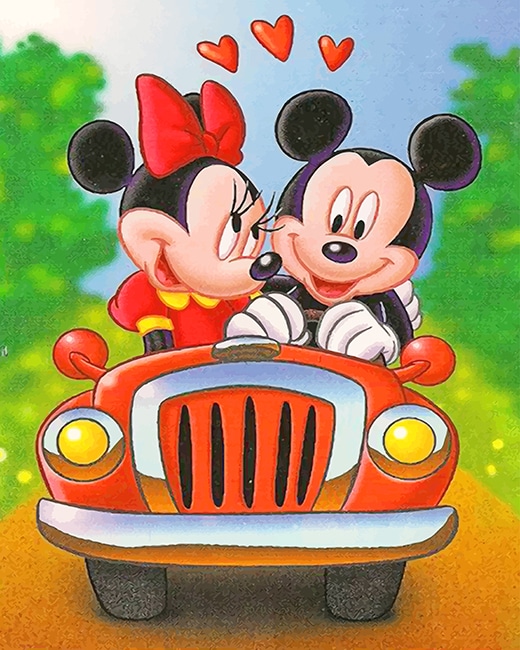 Mickey Mouse And Minnie Mouse - Cartoons Paint By Numbers - Paint by numbers