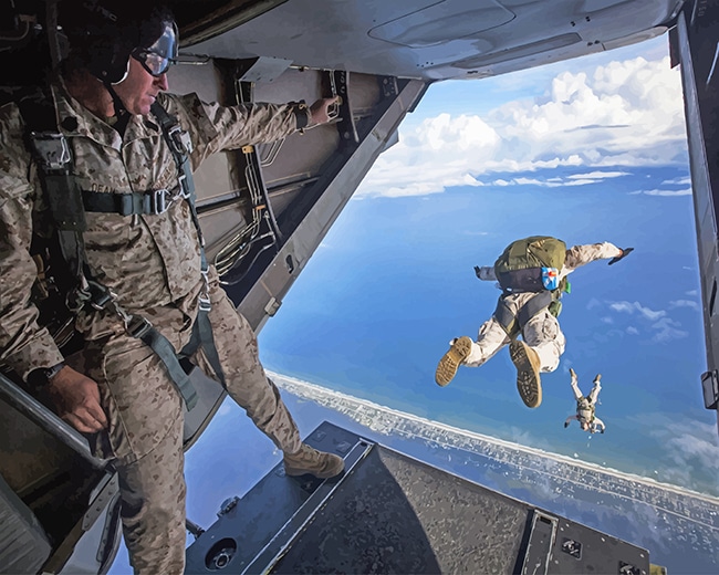 Military Man Sky Diving paint by number