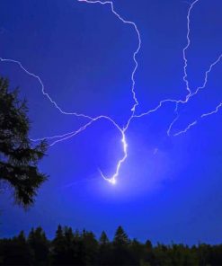 Night Sky Lightning paint by number