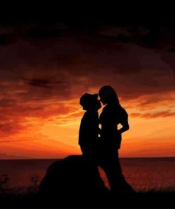 Romance Couple Sunset Silhouette paint by numbers