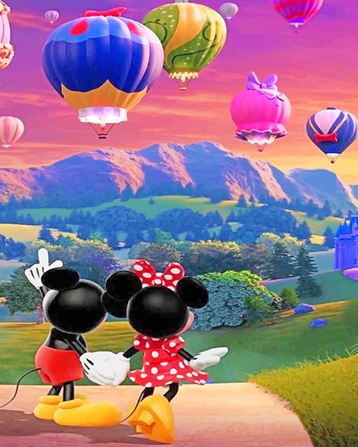 Romantic Mickey And Minnie - Cartoons Paint By Number - Num Paint Kit