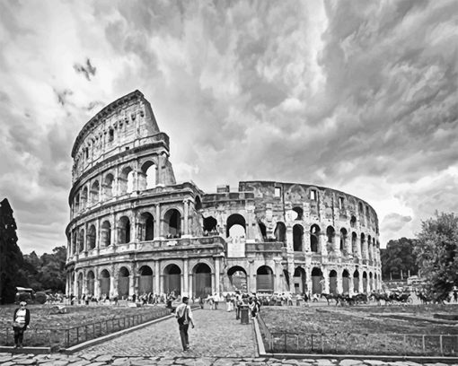 Rome Colosseum Black And White paint by number