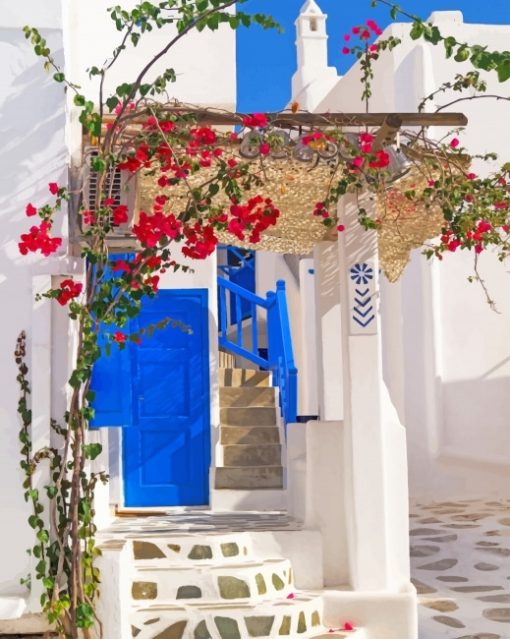 Santorini Traditional Greek House - Paint By Numbers - NumPaint - Paint ...