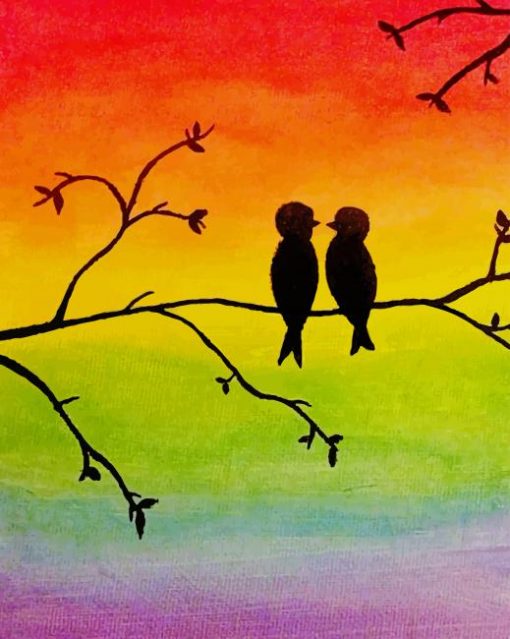 Silhouette Two Birds paint by numbers