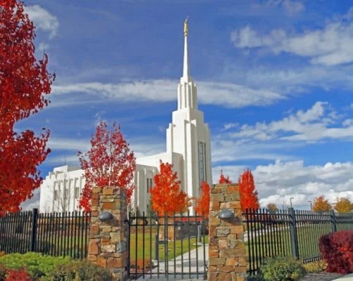 Twin Falls Idaho Temple - Paint By Numbers - NumPaint - Paint by numbers