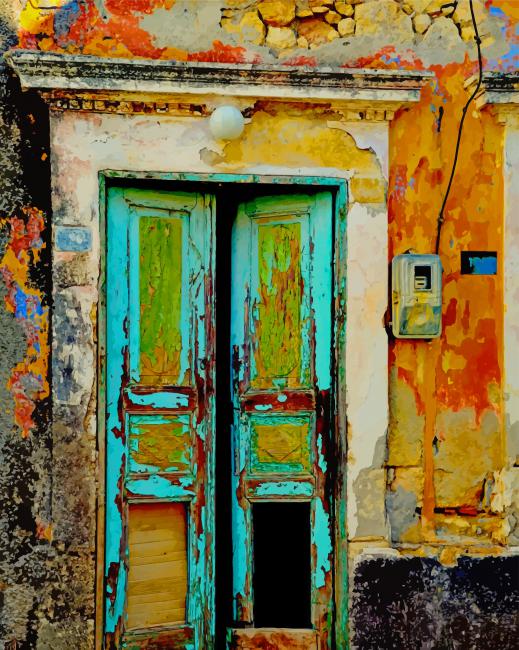 Old Wooden House Door Paint By Numbers - NumPaints - Paint by numbers